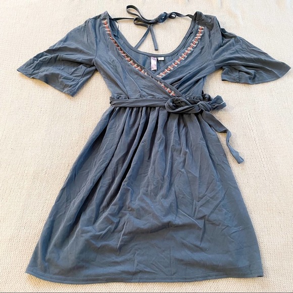 Francesca's Collections Blue Wrap Mini Dress - Picture 6 of 6